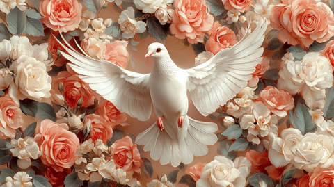 和平之鸽与玫瑰花环