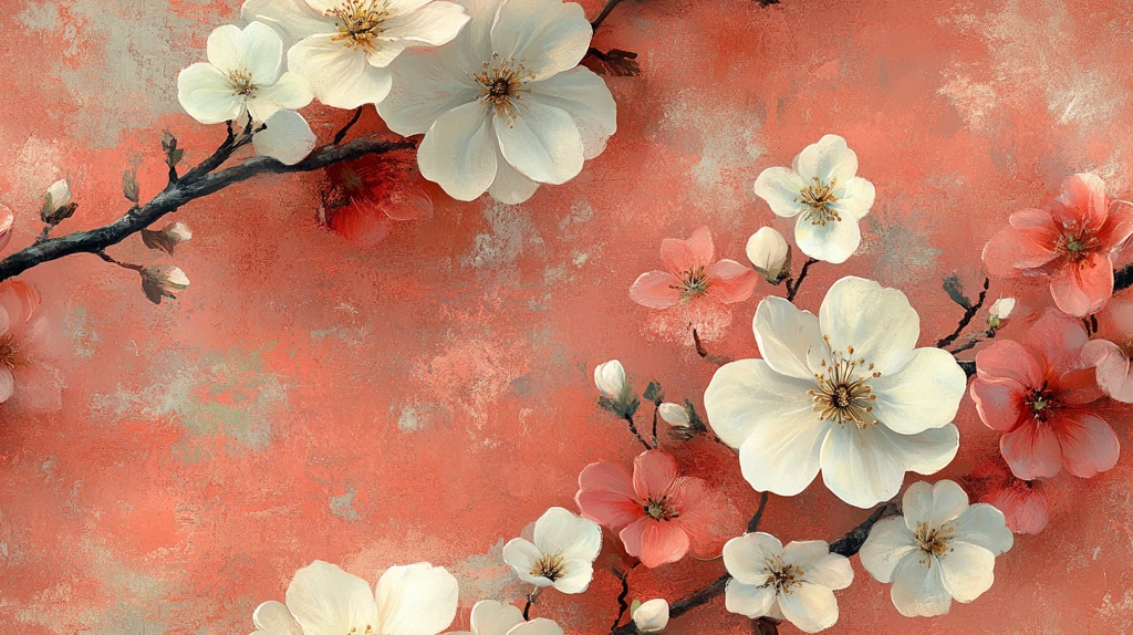 粉白花朵复古背景