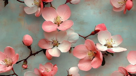 粉白花朵复古背景