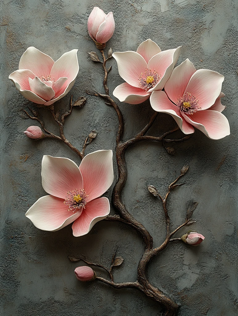 粉色木兰花石膏混凝土