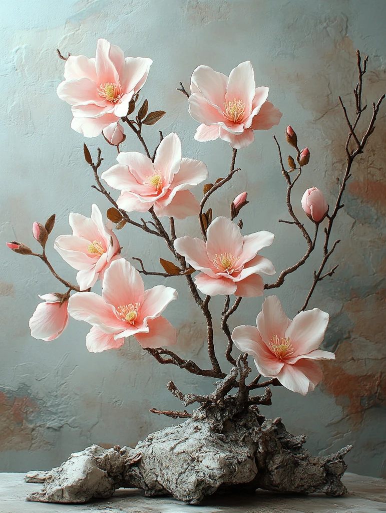 粉色木兰花石膏混凝土