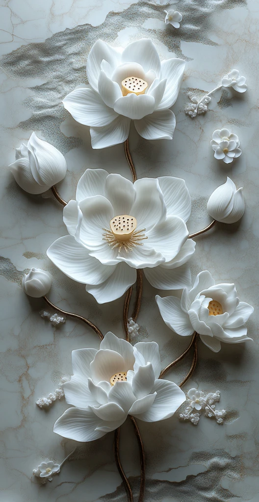 银白莲花叶壁画