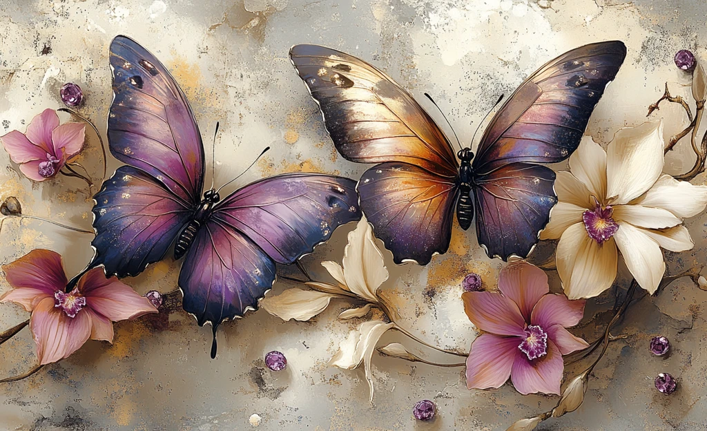 银紫蝴蝶灰底鼠标垫