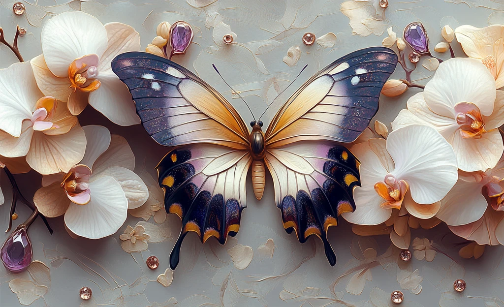 银紫蝴蝶灰底鼠标垫