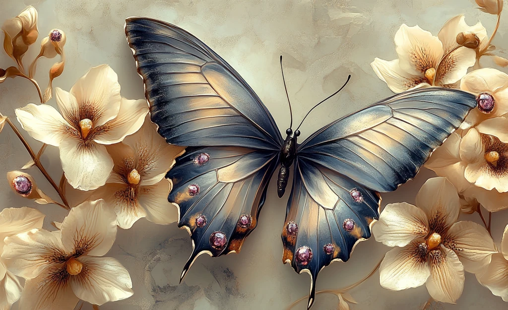 银紫蝴蝶灰底鼠标垫