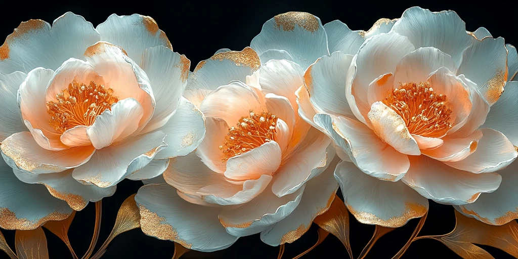 金箔酒精墨牡丹