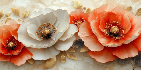 金箔酒精墨牡丹