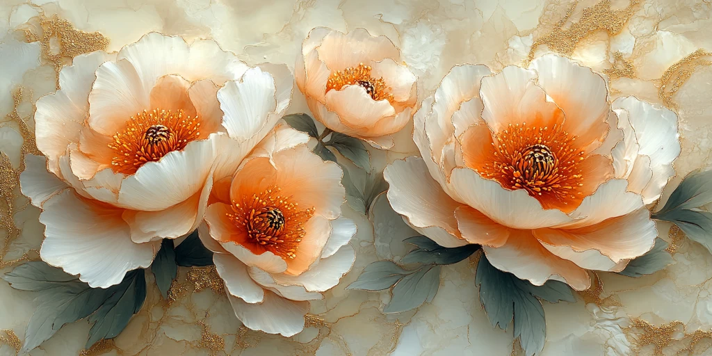 金箔酒精墨牡丹