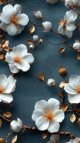 灰调复古花卉图案