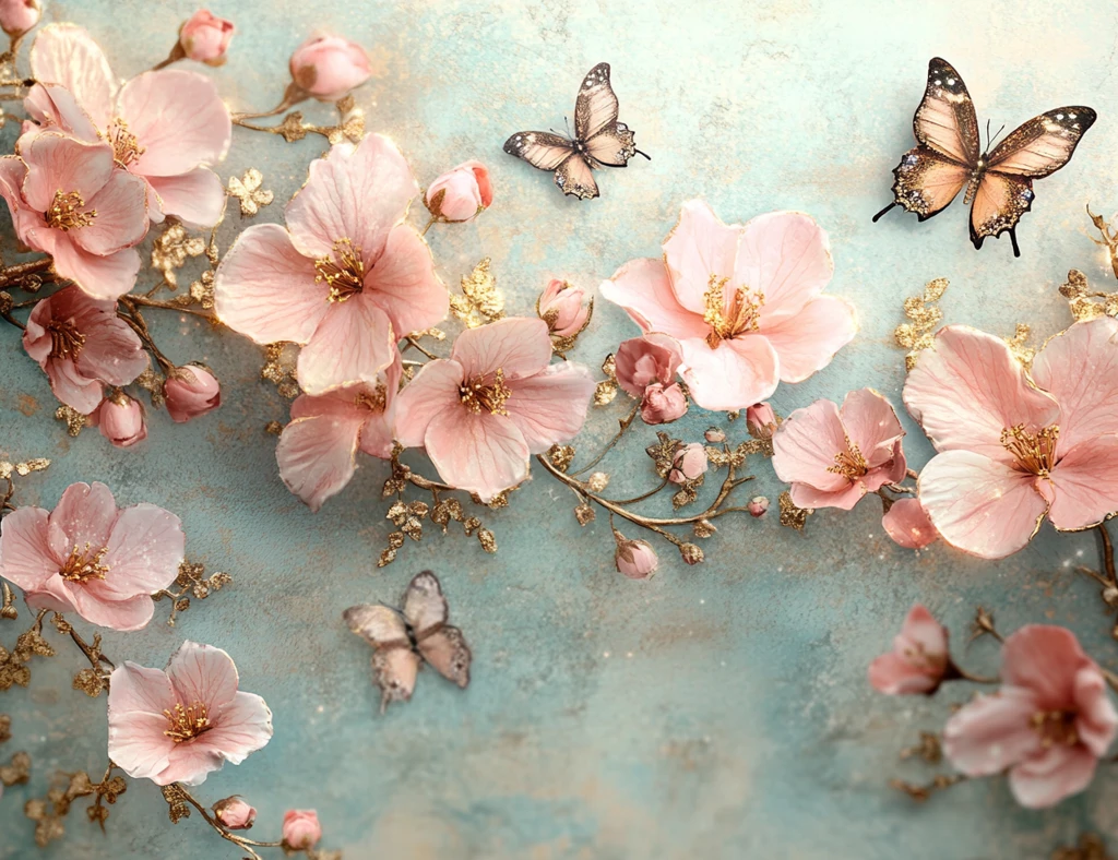 樱花金箔浮纹纸