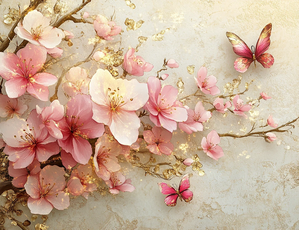 樱花金箔浮纹纸