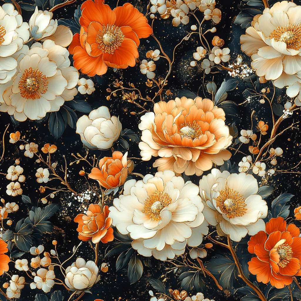 陶土花卉黄金装饰