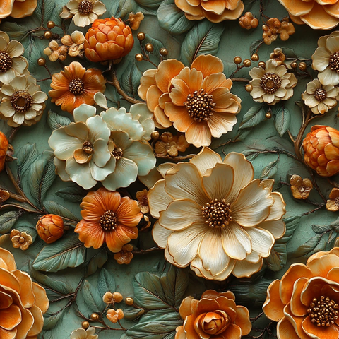 陶土花卉黄金装饰