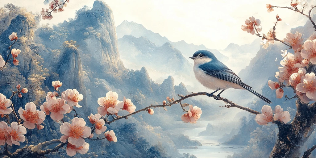 青花白底花鸟纹瓷砖