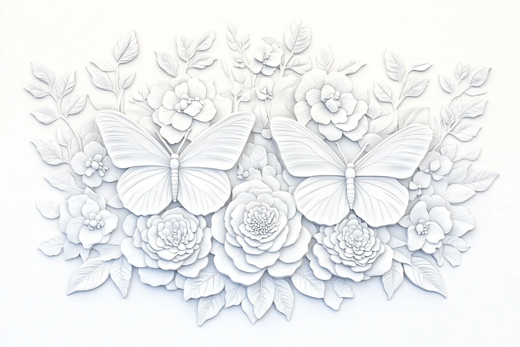 蝴蝶花卉浮雕