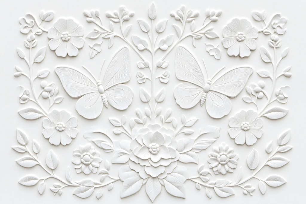 蝴蝶花卉浮雕