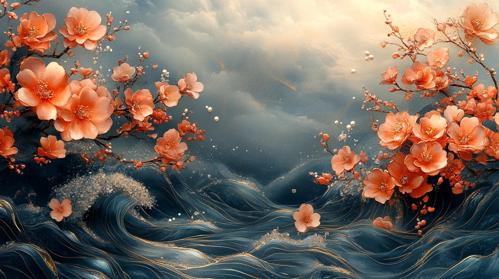 金线绘花珠宝图