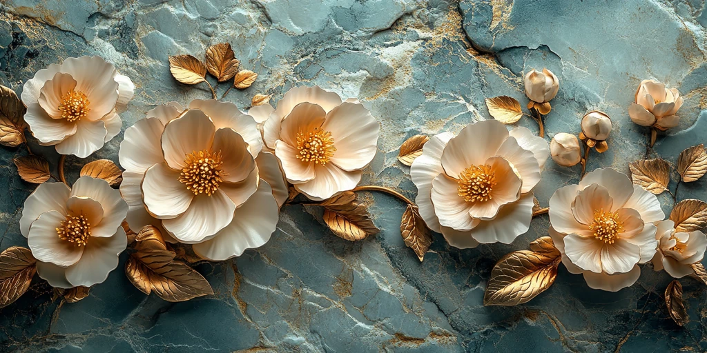 花卉浮雕大理石壁画