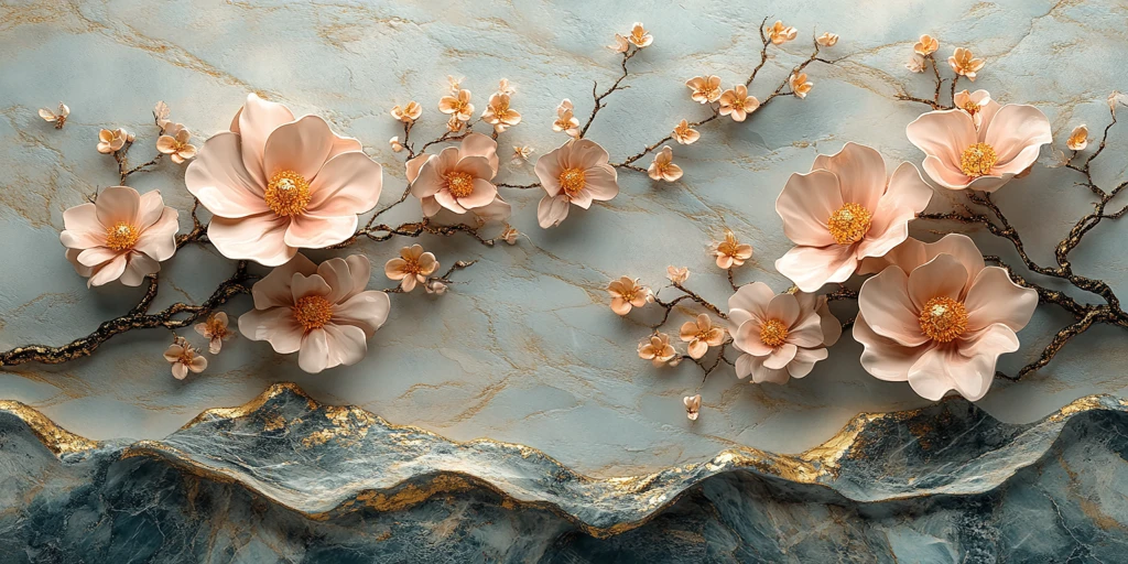 花卉浮雕大理石壁画