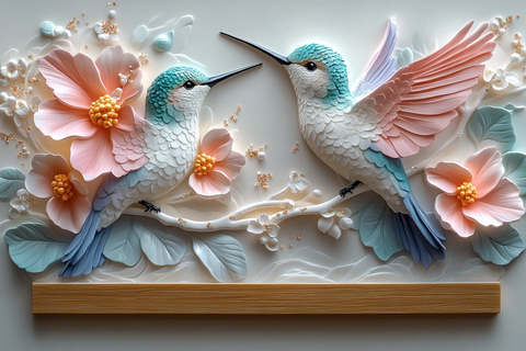 双蜂鸟拱形壁画