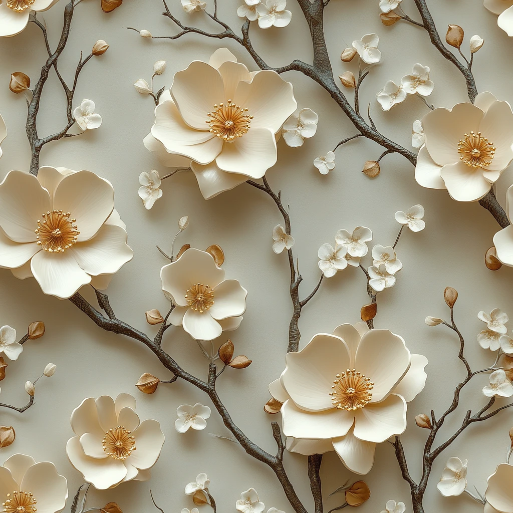 米色花卉图案