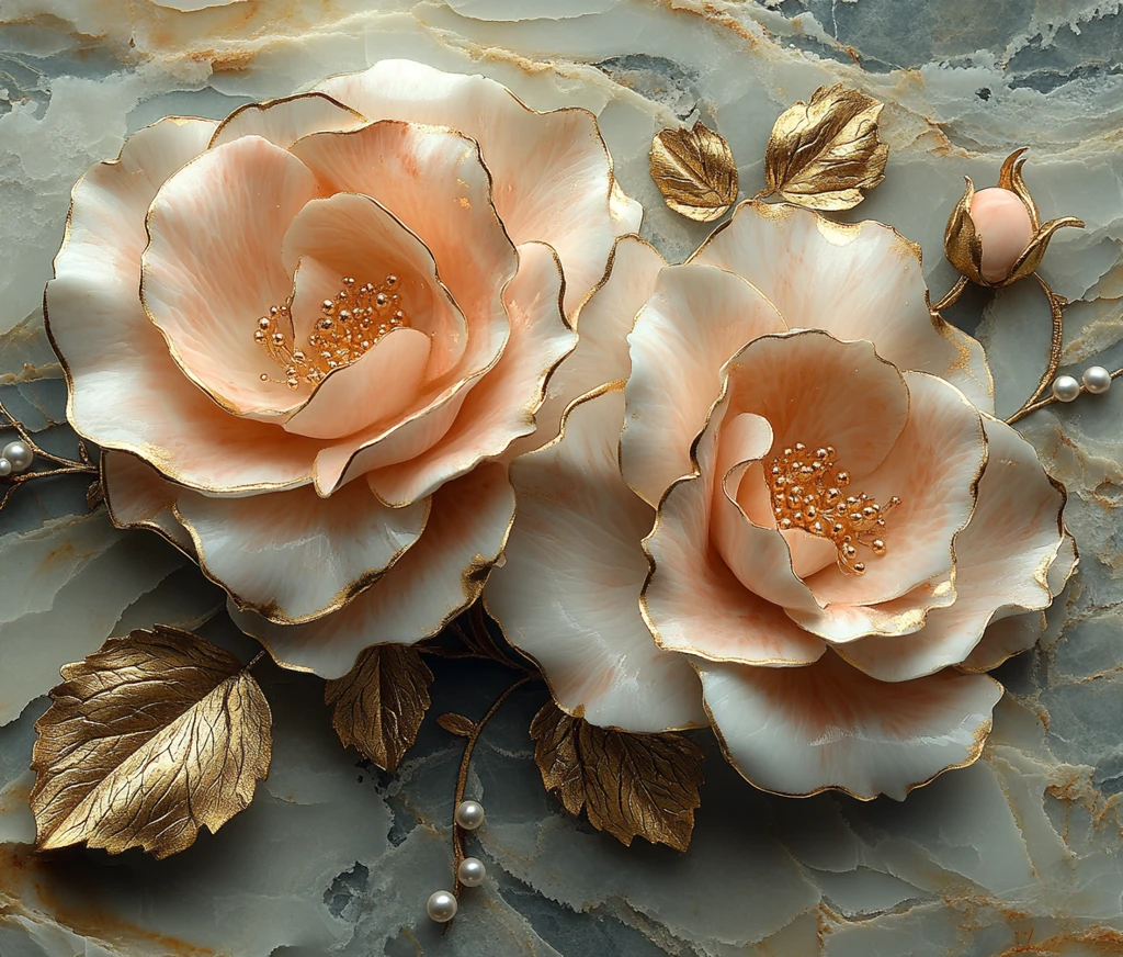 粉玫瑰金装饰珍珠纹