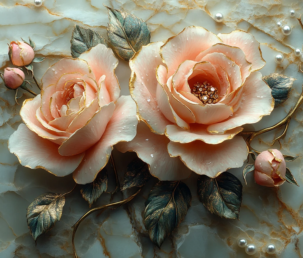 粉玫瑰金装饰珍珠纹