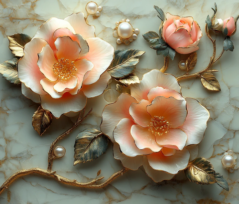 粉玫瑰金装饰珍珠纹