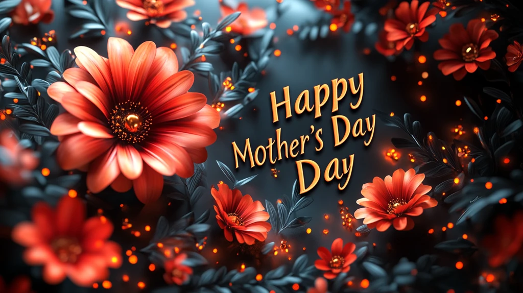 母亲节金色花叶背景