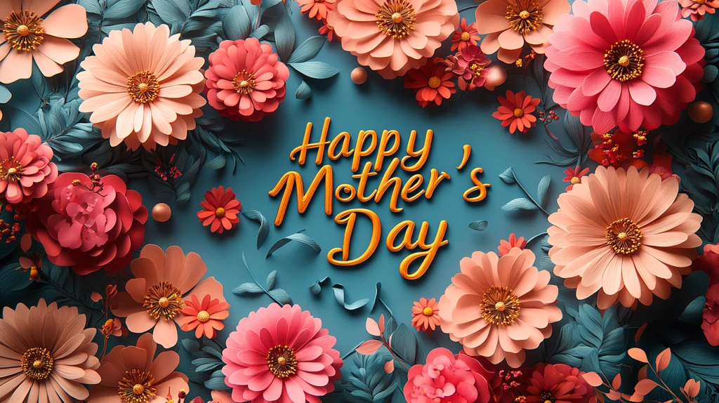 母亲节金色花叶背景