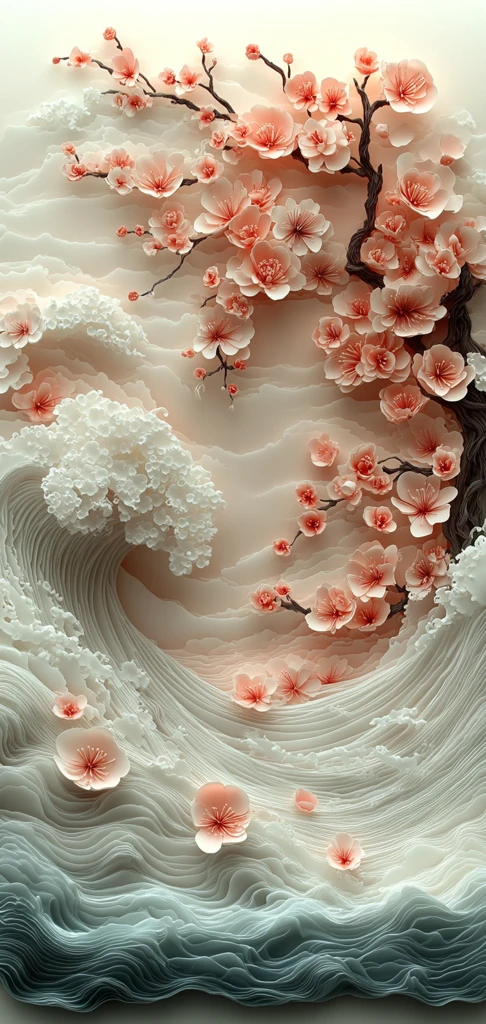 樱花纸艺海浪