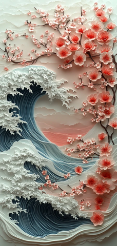 樱花纸艺海浪