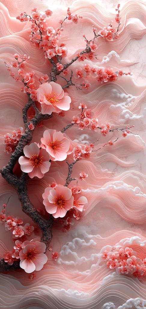 樱花波浪纸雕