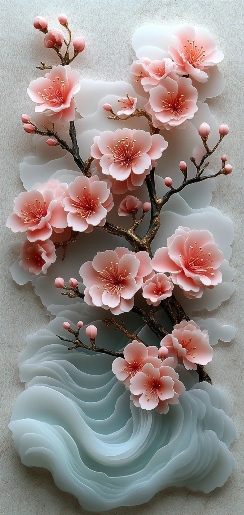 樱花波浪纸雕