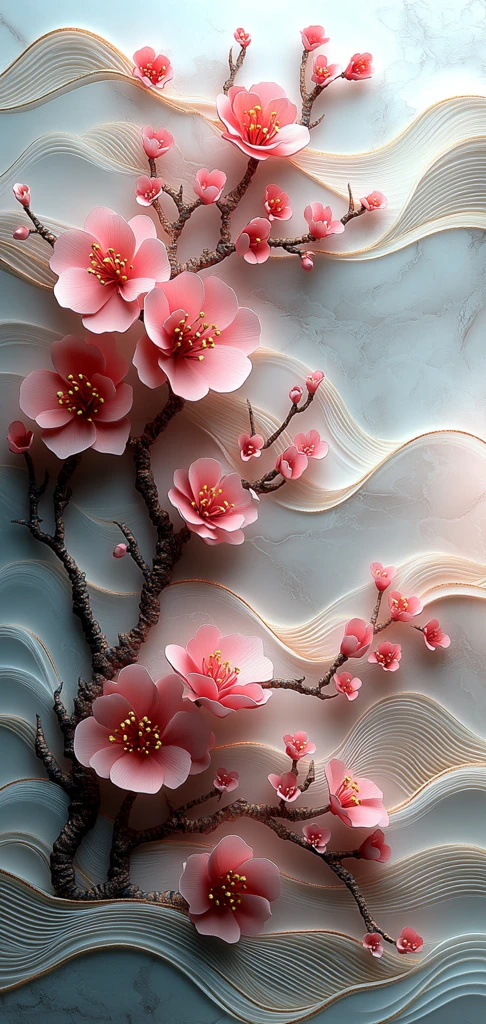 樱花波浪纸雕