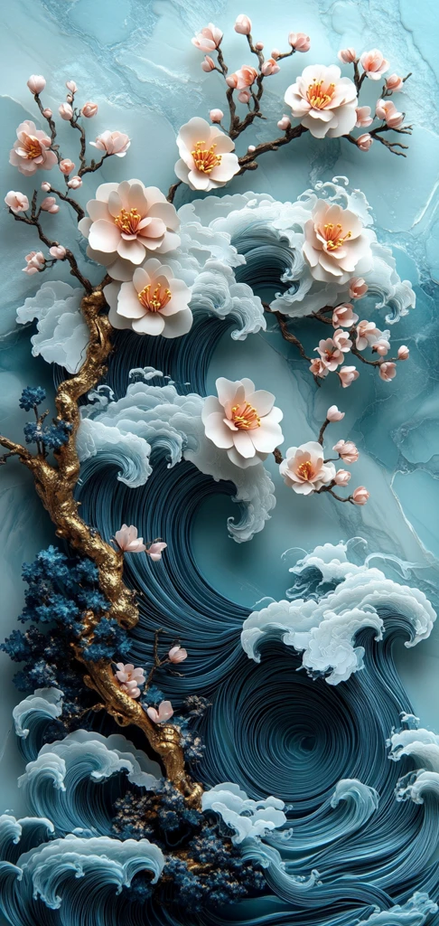 樱花波浪纸雕