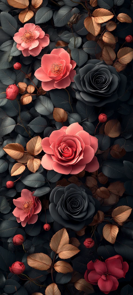 黑玫瑰花簇图案