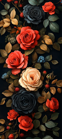 黑玫瑰花簇图案