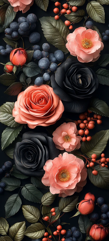 黑玫瑰花纹图案