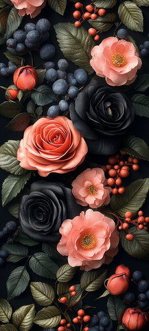 黑玫瑰花纹图案