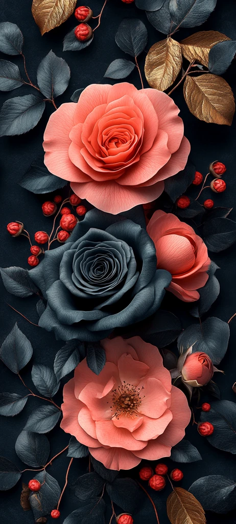 黑玫瑰花纹图案