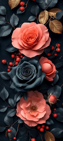 黑玫瑰花纹图案