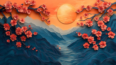 山川河流樱花月