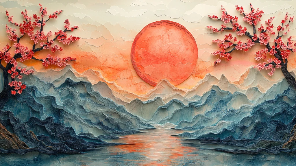 山川河流樱花月