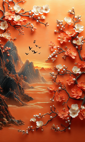 梅花珠帘金花墙