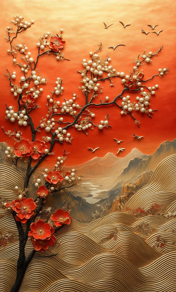 梅花珠帘金花墙