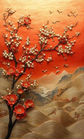 梅花珠帘金花墙