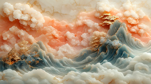 金镶玉雕刻山水画