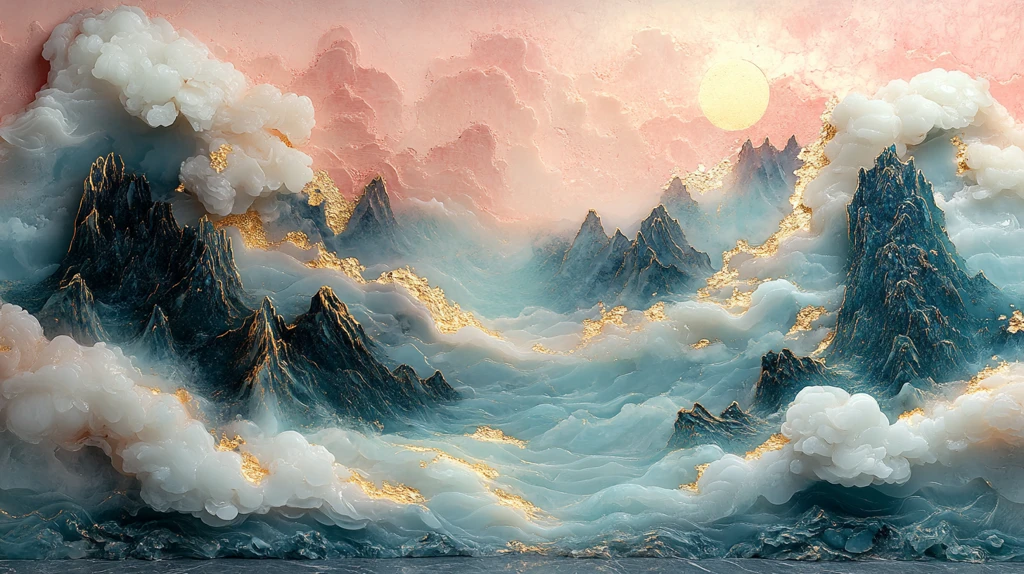 金镶玉雕刻山水画