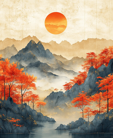 山水云雾金边图